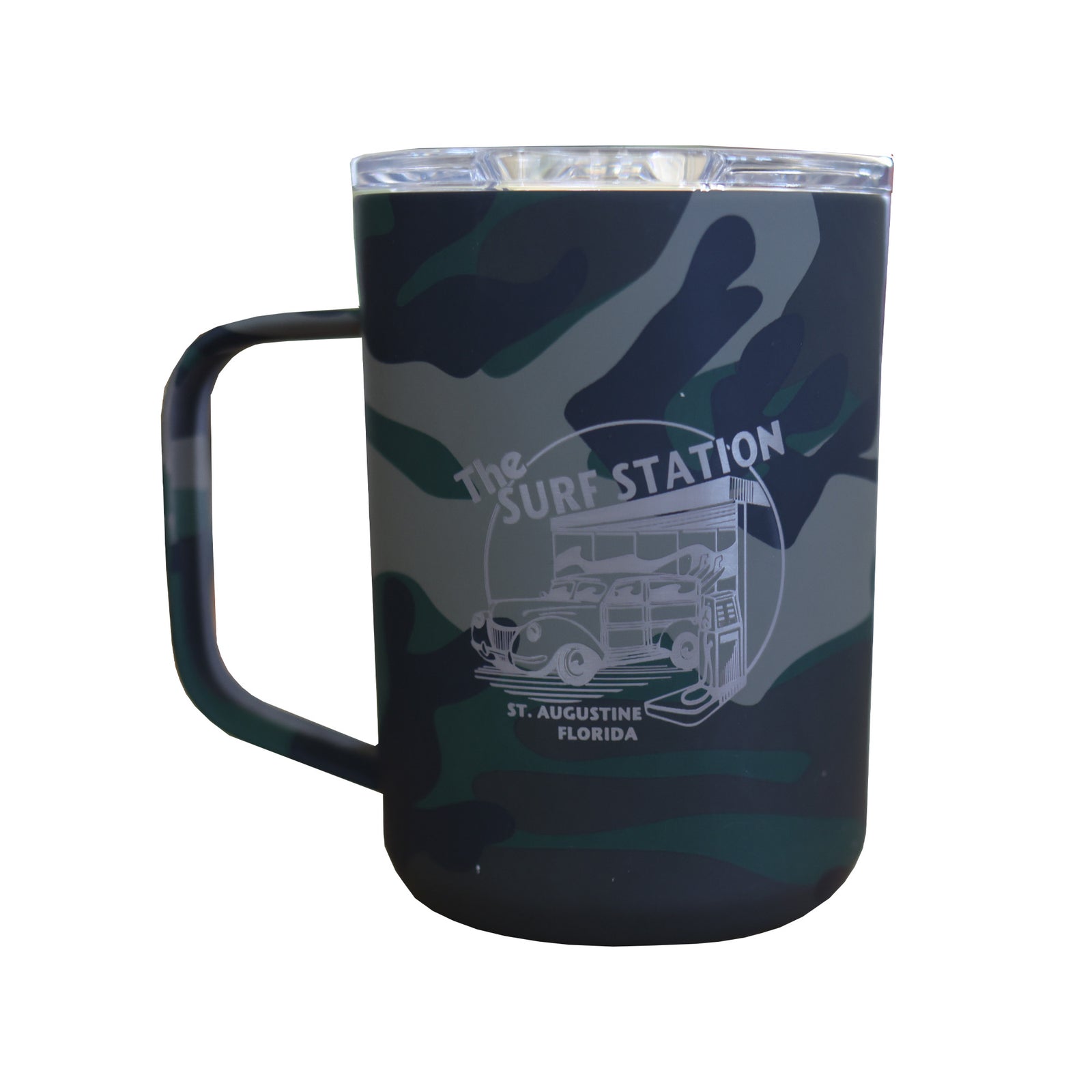 Corkcicle Surf Station Coffee Mug - 16oz/Woodland Camo/Woody