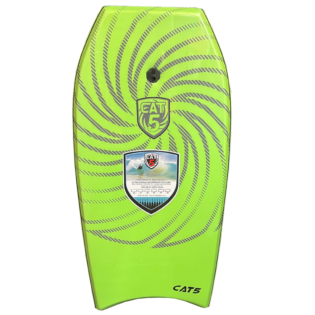 Cat 5 Original 45" Bodyboard w/ Leash - Green