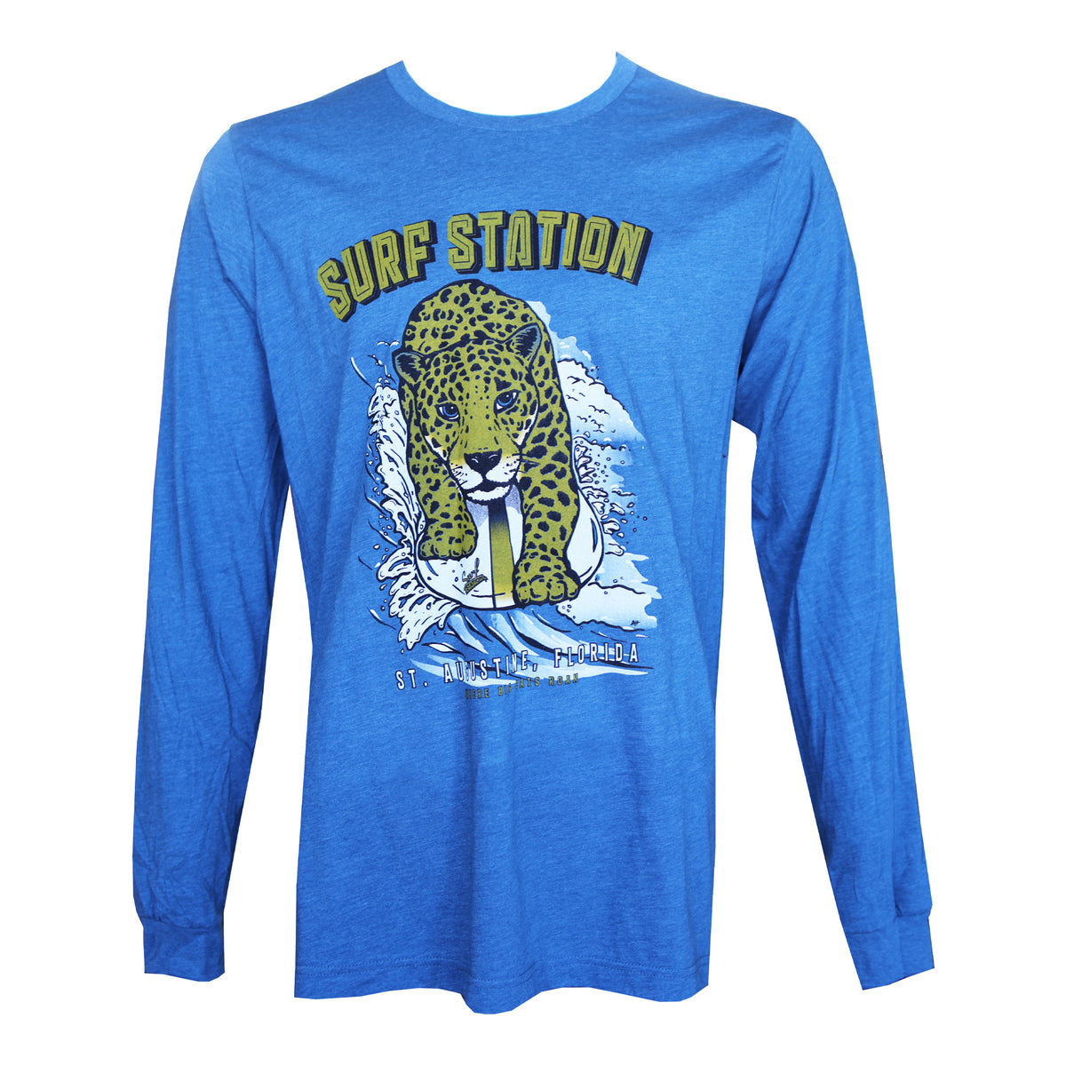 Surf Station Surf Cat Men's L/S Shirt - Heather Teal