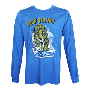 Surf Station Surf Cat Men's L/S Shirt - Heather Teal