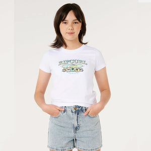 Rip Curl Catalina Island Crop Top Youth Girls S/S T-Shirt - White