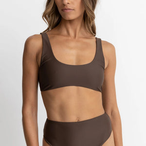Rhythm Classic Crop Women's Bikini Top - Chocolate