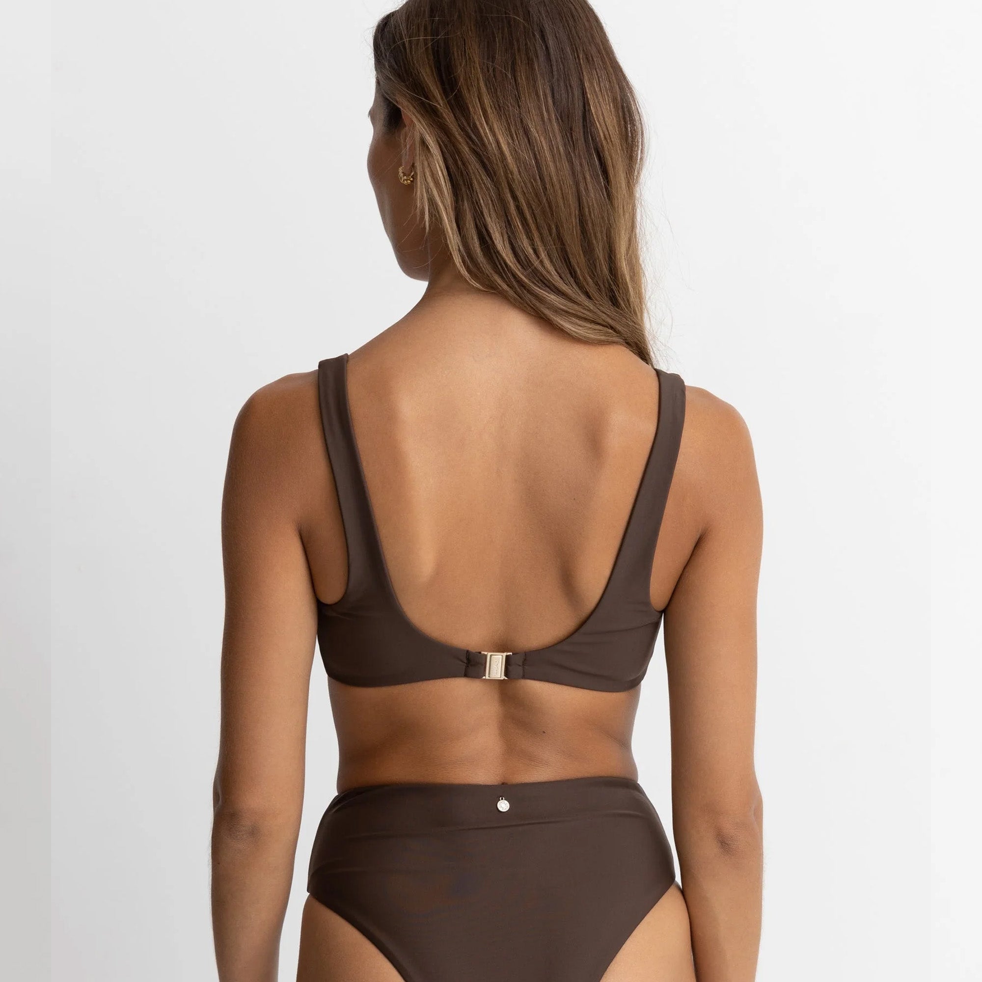 Rhythm Classic Crop Women's Bikini Top - Chocolate