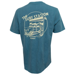 Surf Station Circle Woody Men's S/S T-Shirt - Deep Teal