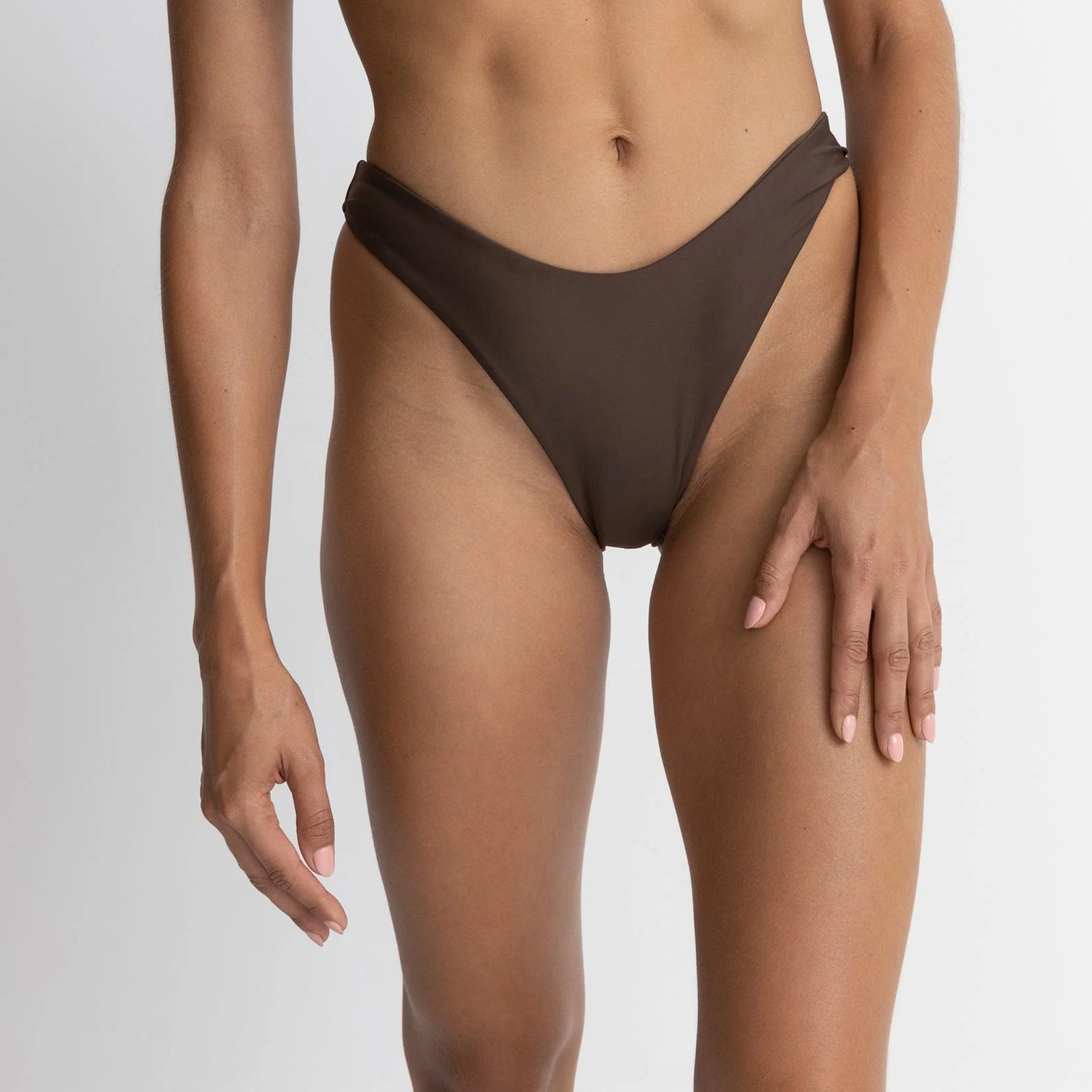 Rhythm Classic Hi Waist Women's Bikini Bottoms - Chocolate