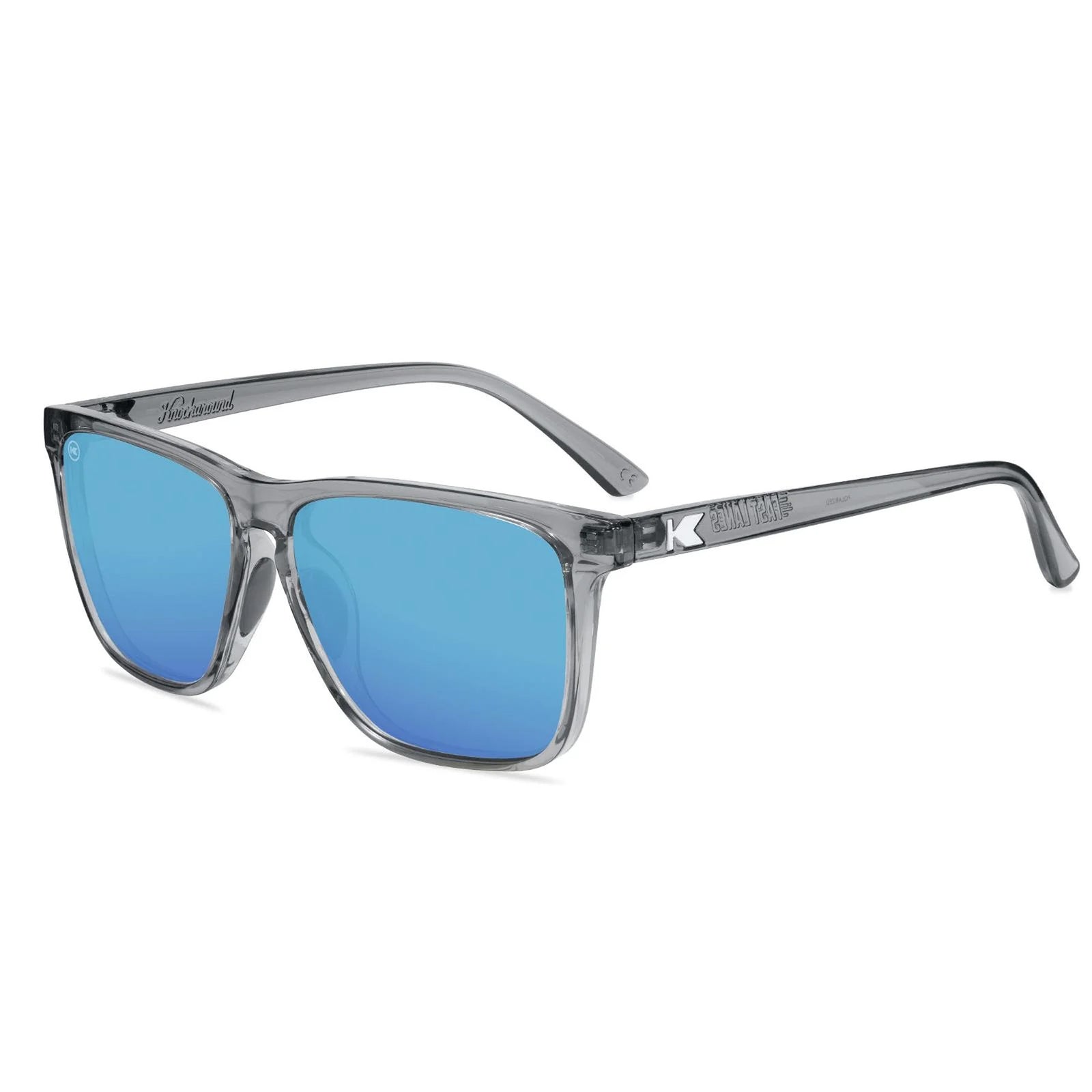 Knockaround Fast Lanes Sport Men's Sunglasses - Clear Grey/Aqua Polarized