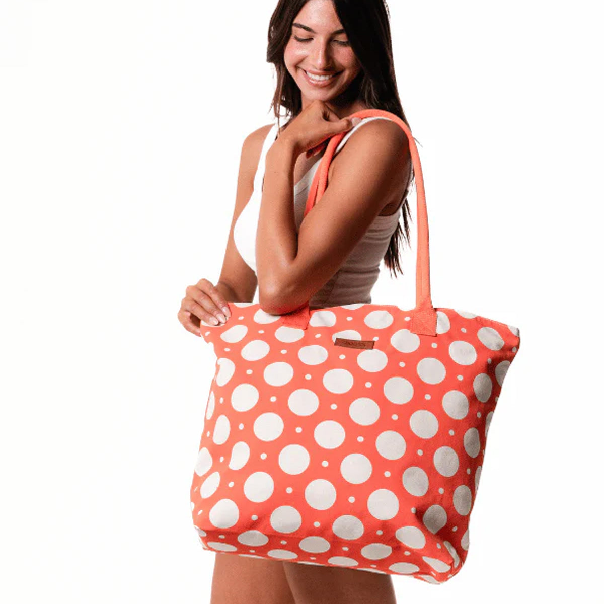 Sand Cloud Polka Dot Beach Tote - Coral