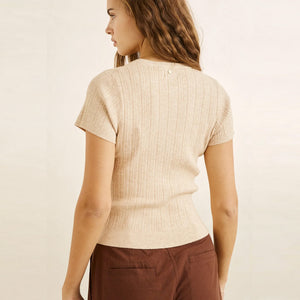 Rhythm Dana Cardigan Women's S/S Sweater - Oat