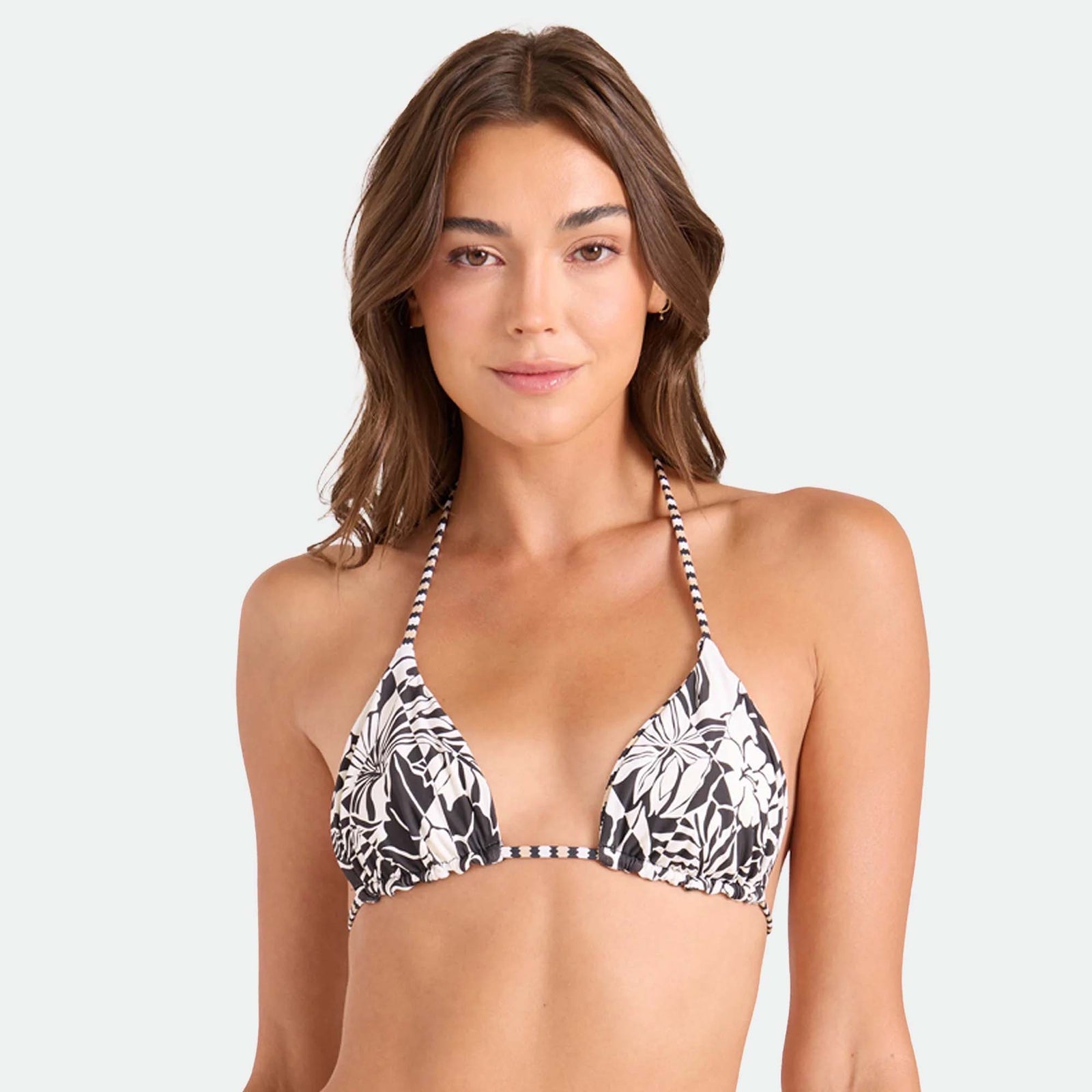 Volcom Hibiscus Diamond Women's Bikini Top - Black Ecru