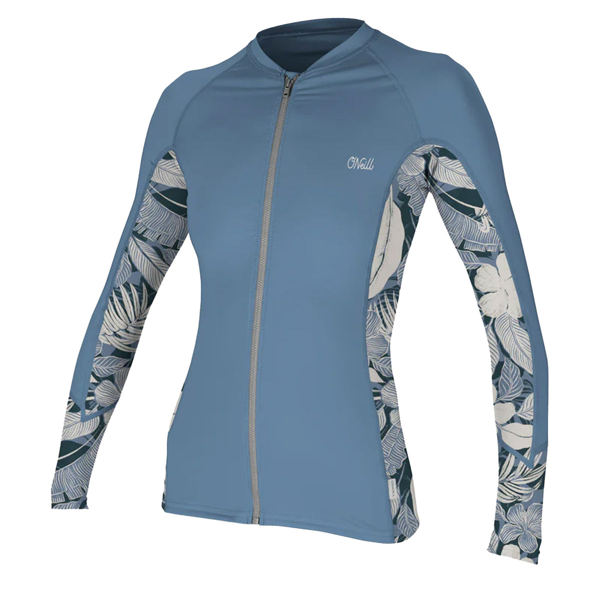 O'Neill Side Print Full Zip Women's L/S Sun Shirt - Faded Denim/Palm