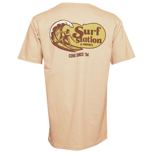 Surf Station Get Barreled Men's S/S T-Shirt - Tan