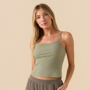 Outerknown Sojourn Ribbed Cropped Women's Tank Top - Island Leaf