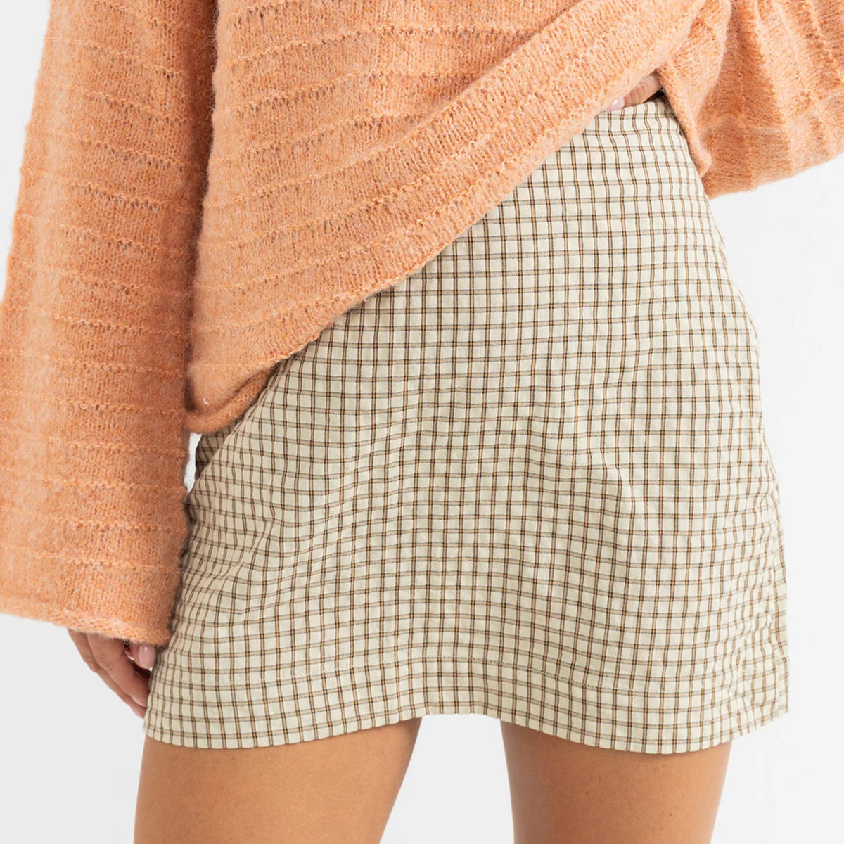 Rhythm Luca Check Women's Mini Skirt - Natural