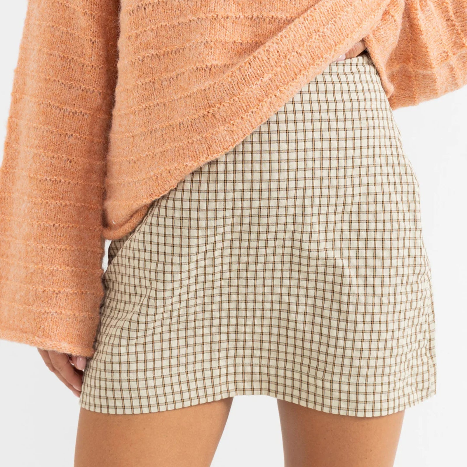Rhythm Luca Check Women's Mini Skirt - Natural