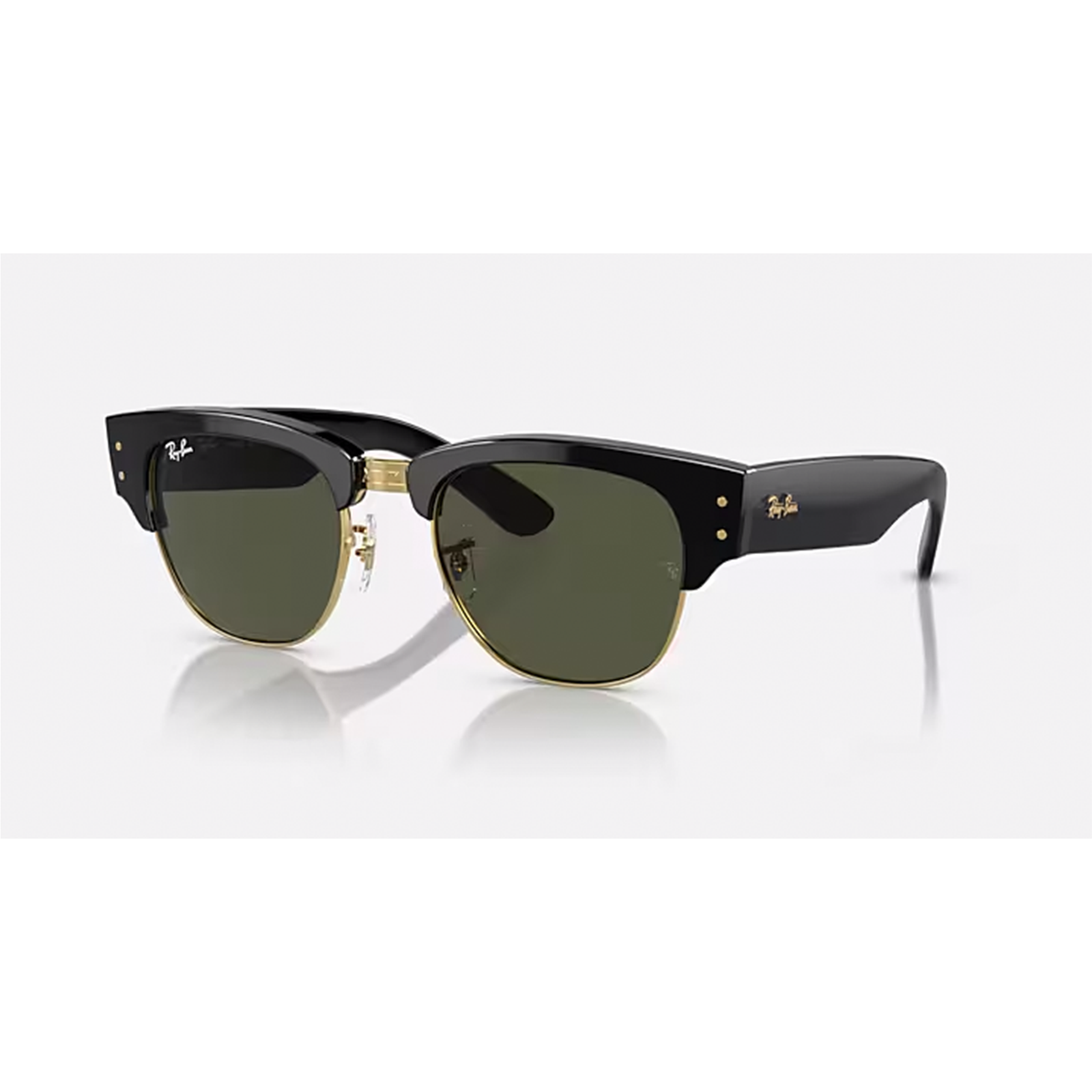 Ray-Ban MEGA CLUBMASTER Women's Sunglasses - Polished Black On Gold/G-15 Green