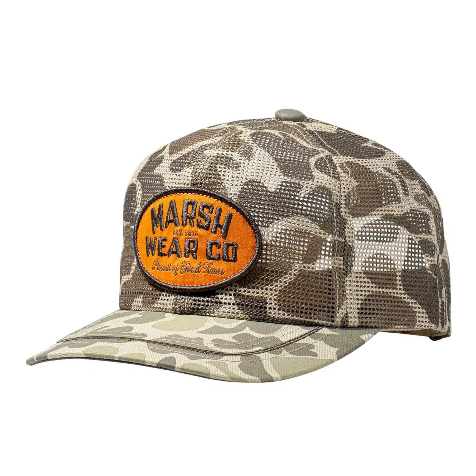 Marsh Wear Outpost Mesh Men's Trucker Hat - Khaki Mallard Camo