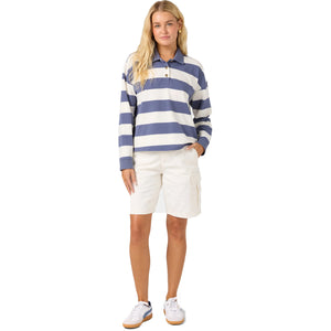 O'Neill O'Riginals Kyra Crop Polo Women's L/S Shirt - Nightshadow Blue