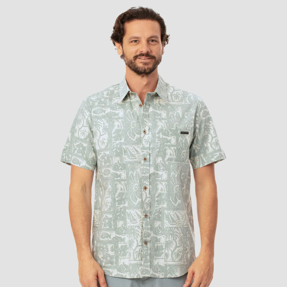 Surf Station Offshore Men's S/S Dress Shirt - Olive