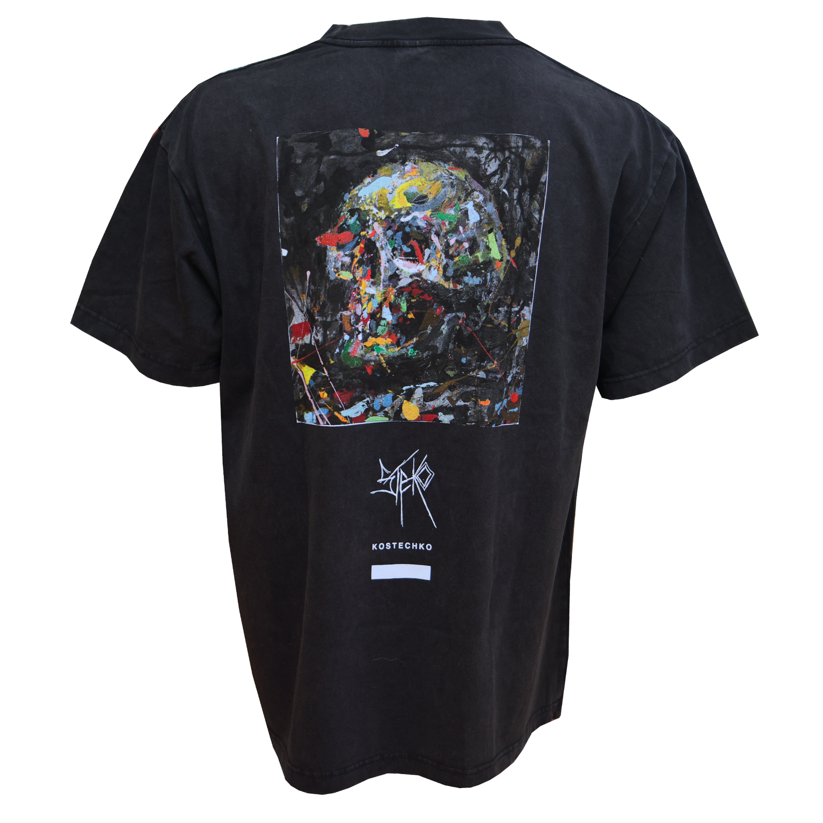 Steko Paint Skull Men's S/S T-Shirt - Faded Black