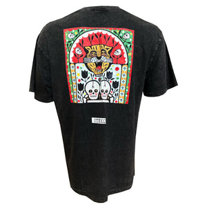 Steko Panther Skull Men's S/S T-Shirt - Acid Wash Black