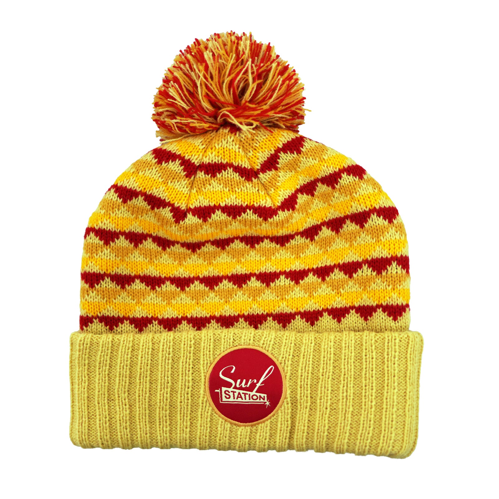 Surf Station Rouster Knit Men's Beanie - Yellow/Red