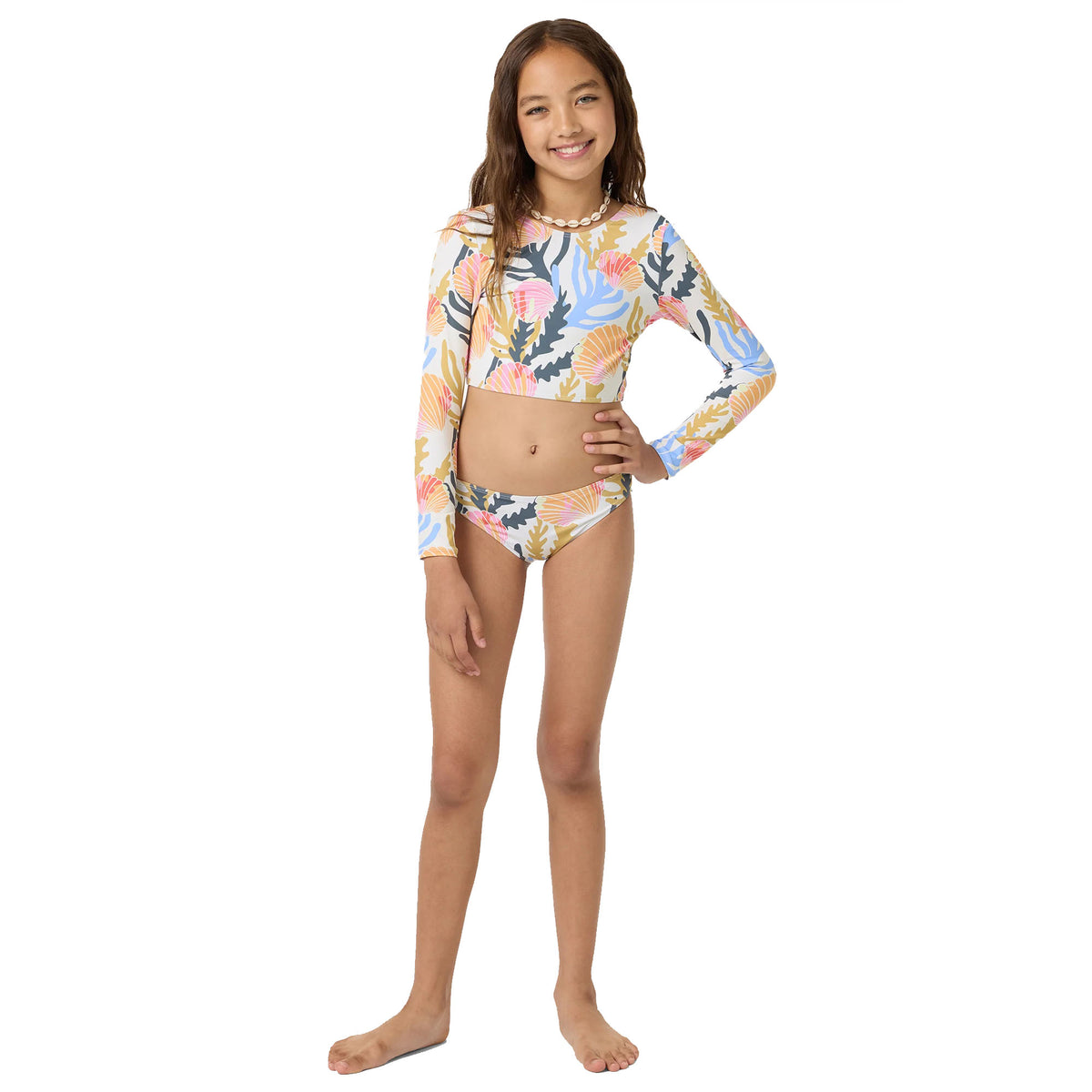 O'Neill Cora Geo Crop Youth Girl's L/S Swim Set - Multi