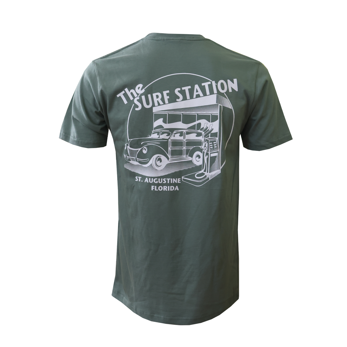 Surf Station Circle Woody Men's S/S T-Shirt - Sage