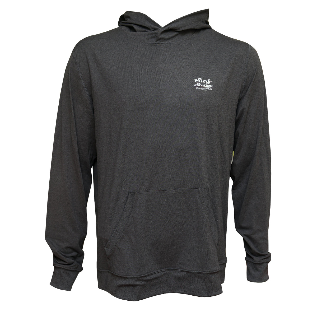 Surf Station Silva Hooded Men's L/S Sun Shirt - Heather Black