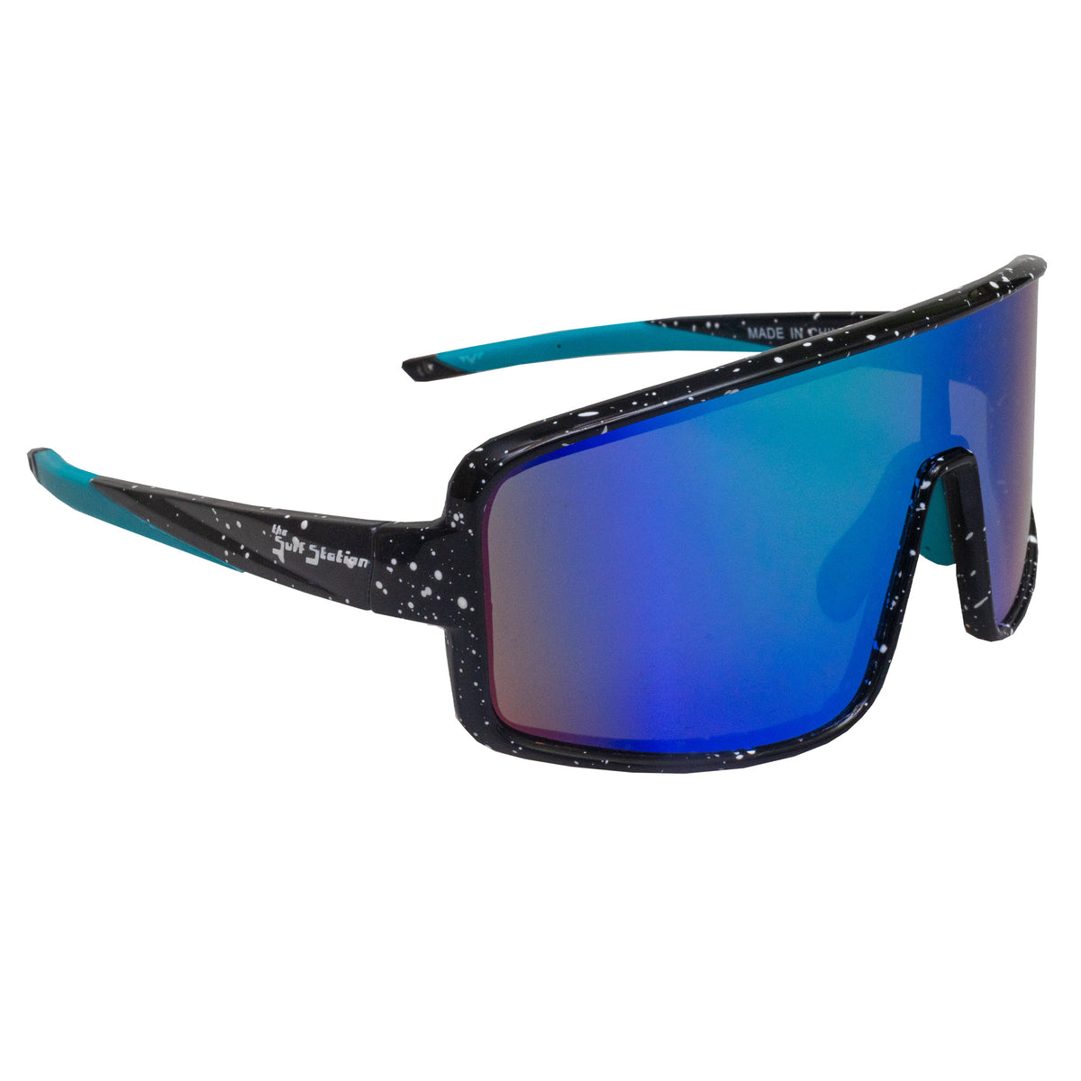 Surf Station Speedway Men's Sunglasses - Speckled Black/Teal Polarized
