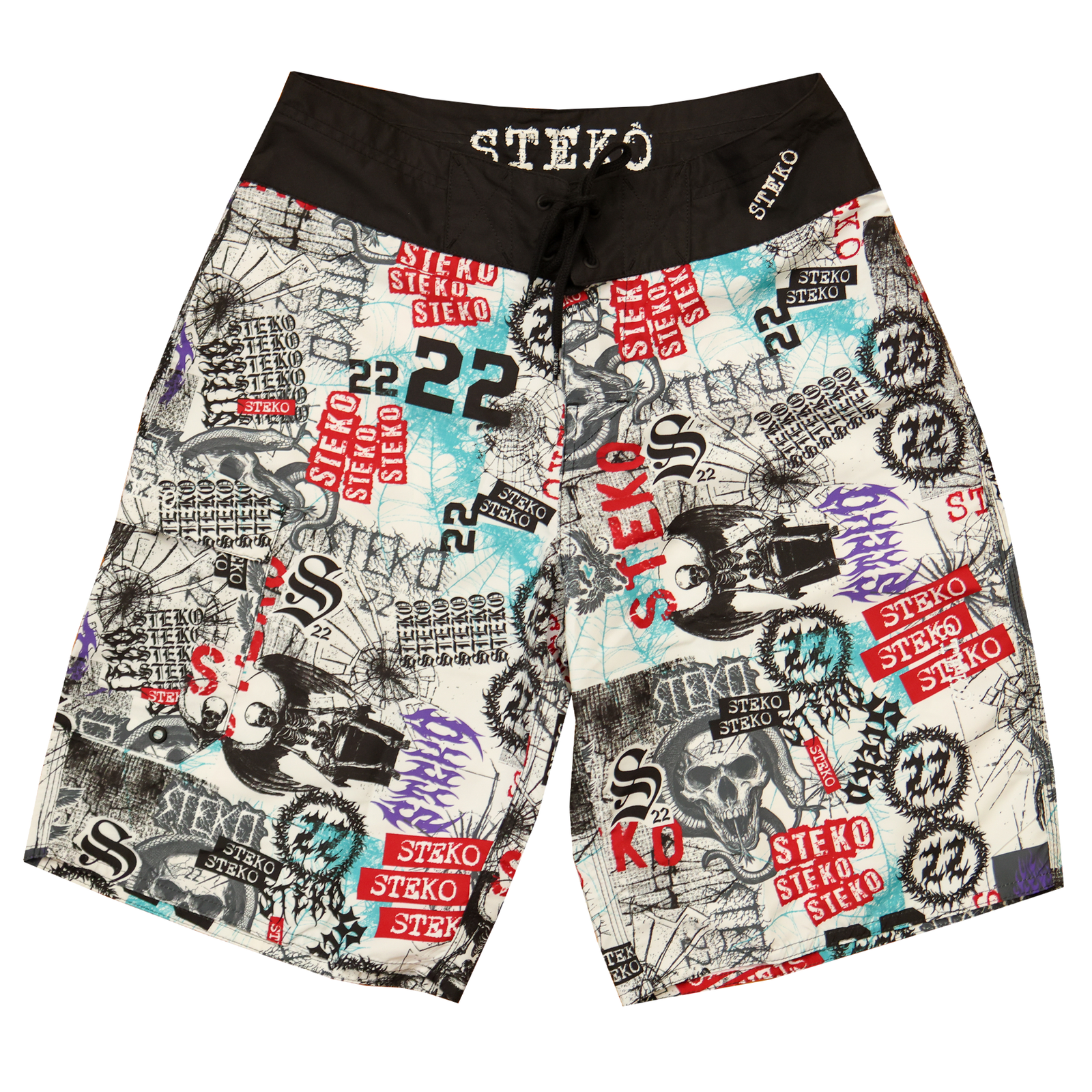 Steko Stickers Men's Boardshorts - White