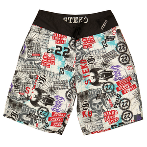 Steko Stickers Men's Boardshorts - White