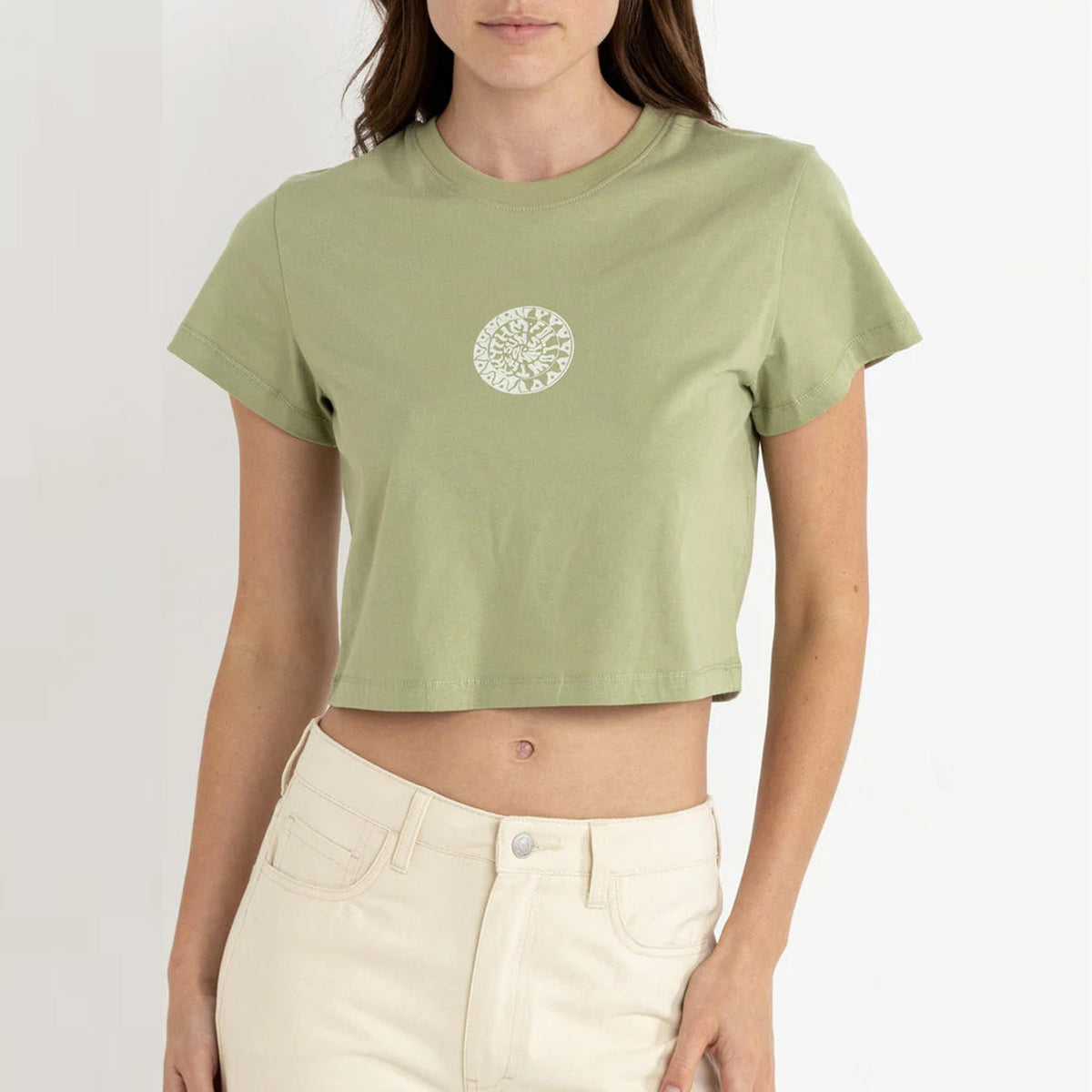 Rhythm Sun Crop Crew Women's S/S T-Shirt - Sage