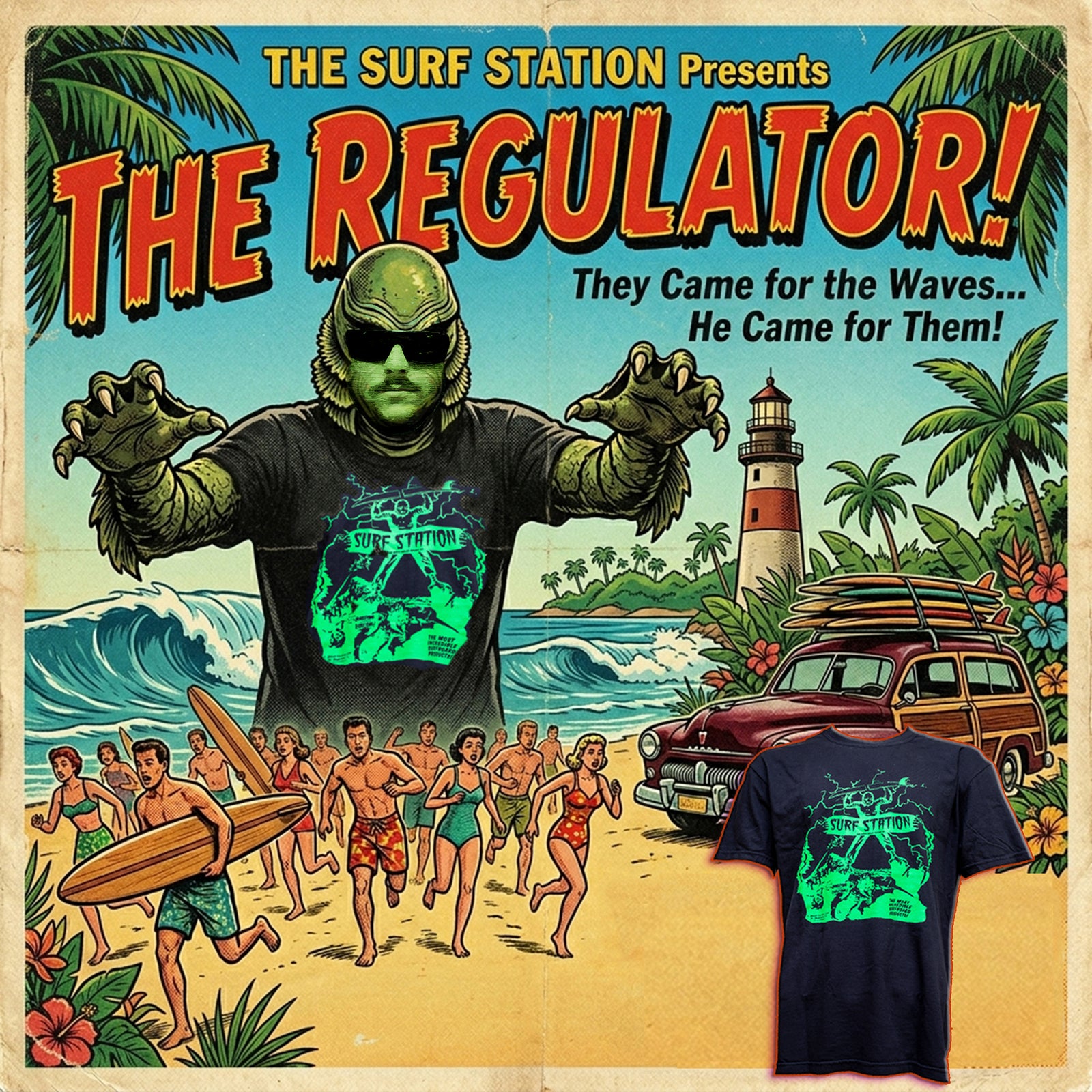 Surf Station Slasher Film Men's S/S T-Shirt - Black