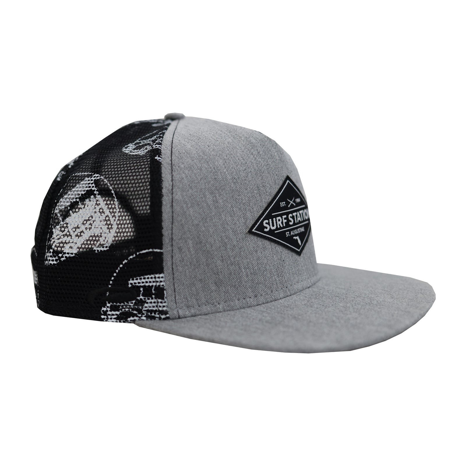 Surf Station Woody Pattern Men's Hat - Heather Grey/Black