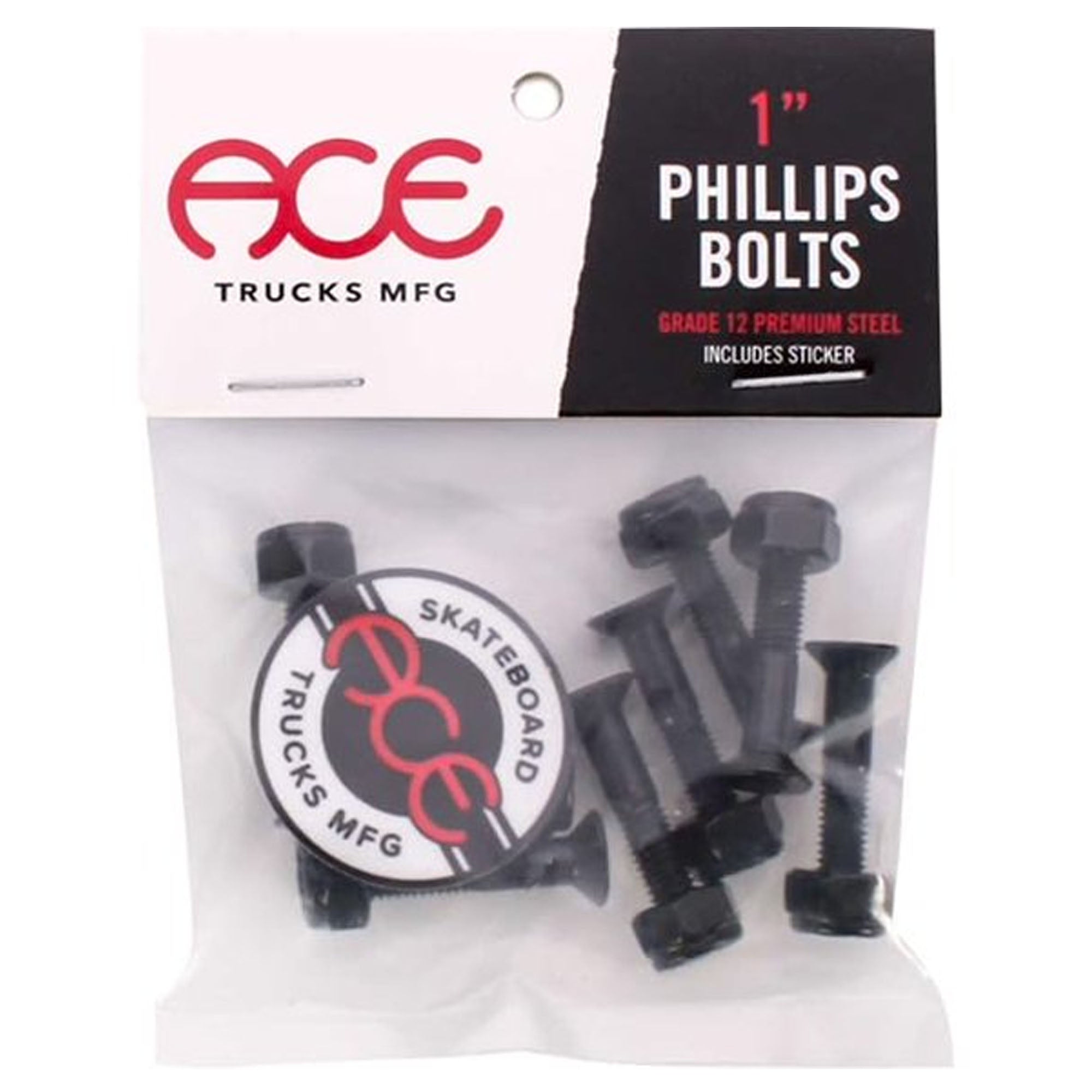Ace Trucks 1" Phillips Skateboard Hardware - Black