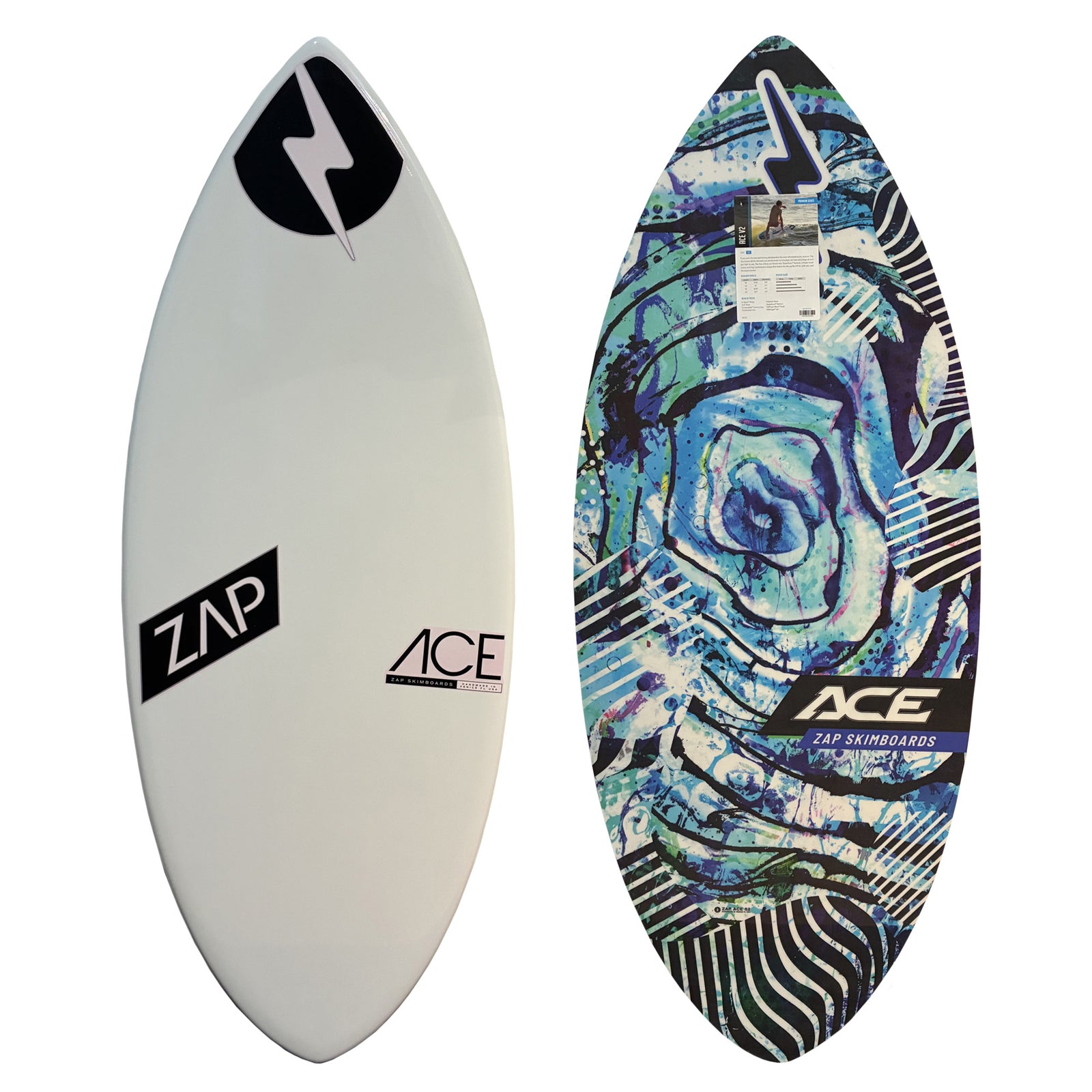 Zap ACE V2 52" Skimboard - White/Acid