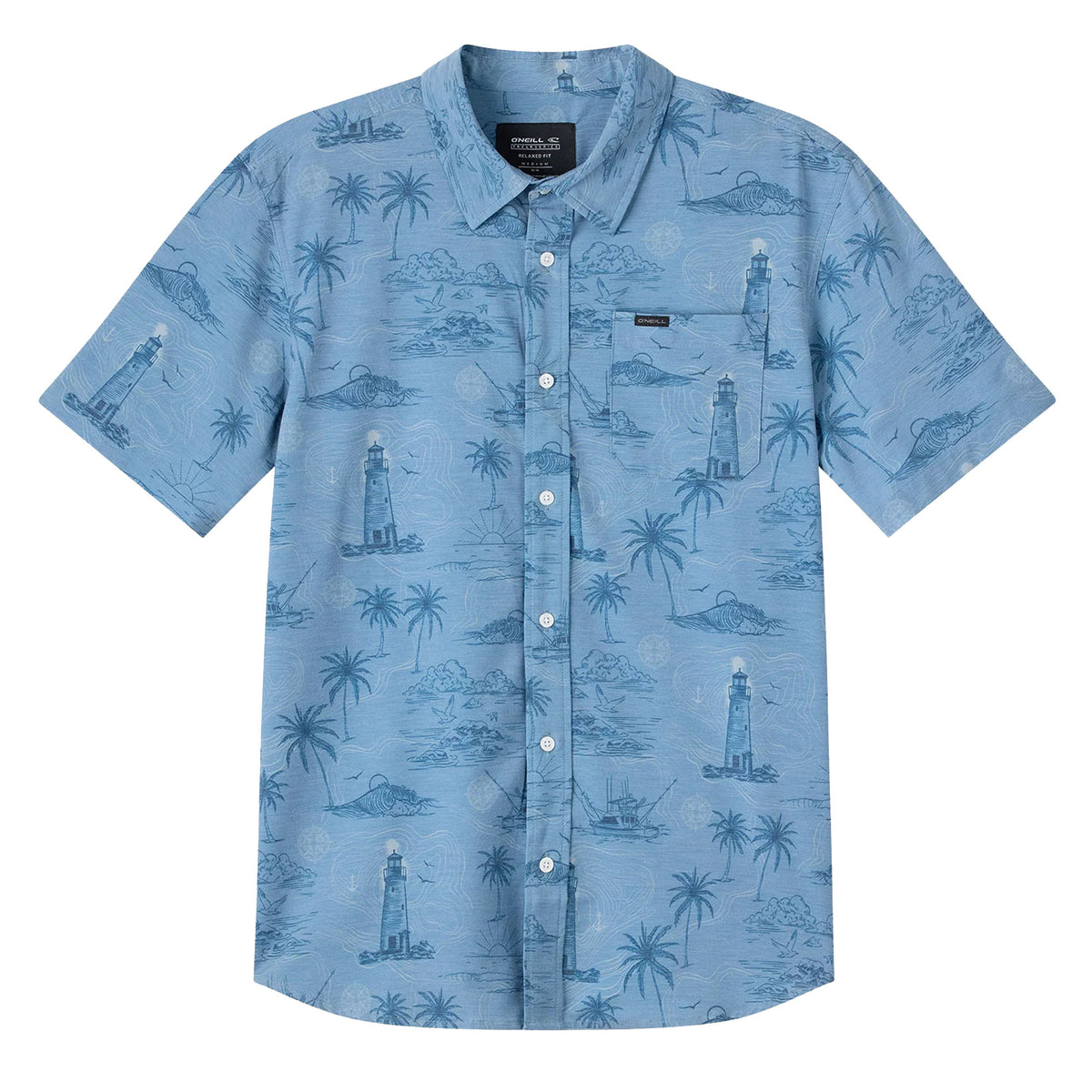 O'Neill TRVLR Upf Traverse Relaxed S/S Dress Shirt - Blue Mirage