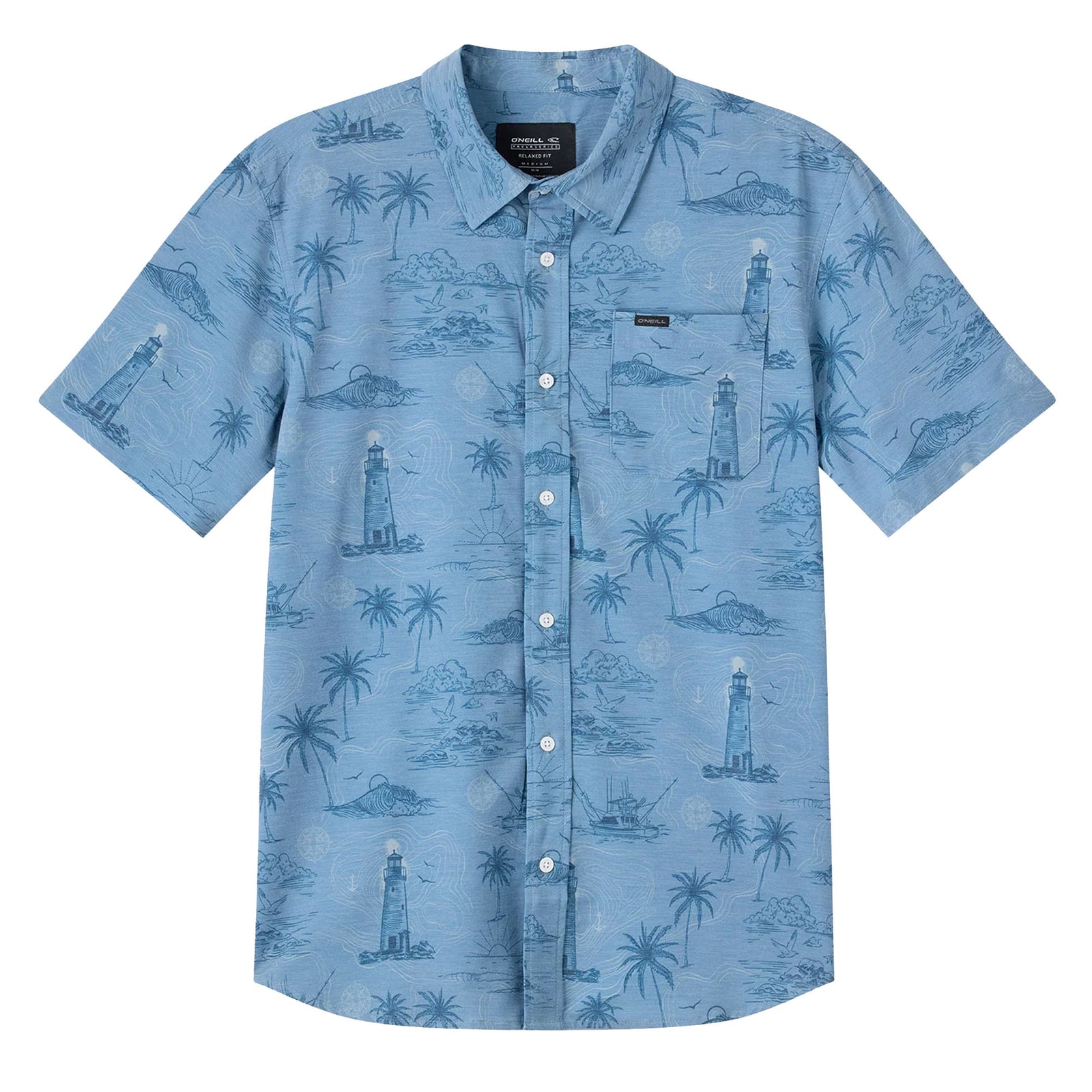 O'Neill TRVLR Upf Traverse Relaxed S/S Dress Shirt - Blue Mirage