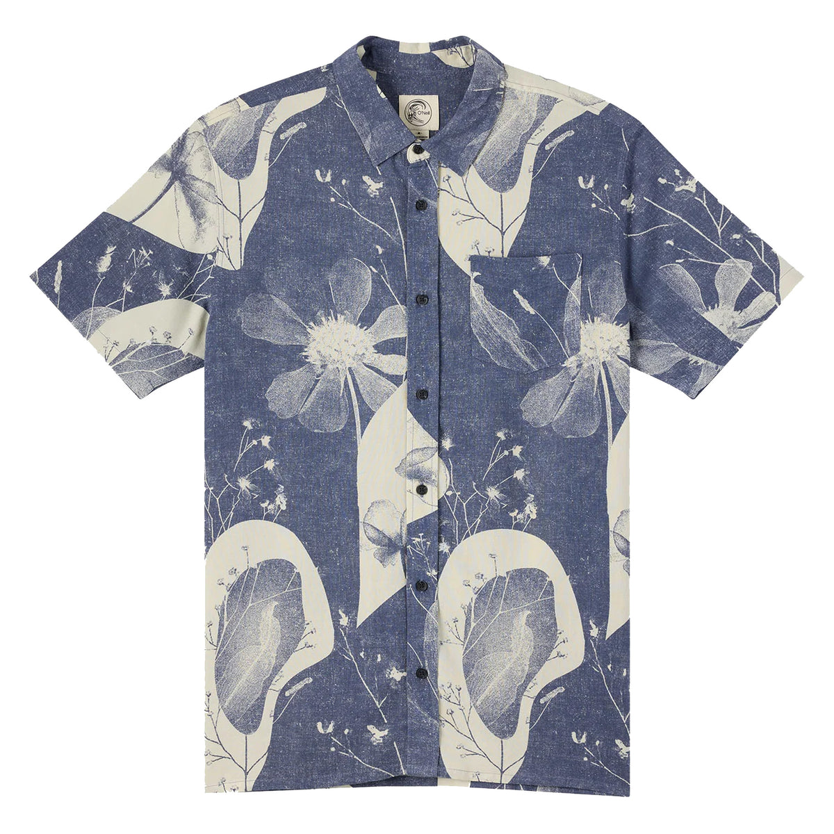 O'Neill O'riginals Print Standard Fit Men's S/S Dress Shirt - Nightshadow Blue