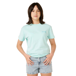 Rip Curl Hibiscus Heat Logo Youth Girls S/S T-Shirt - Light Blue