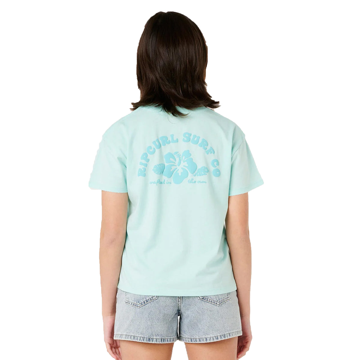 Rip Curl Hibiscus Heat Logo Youth Girls S/S T-Shirt - Light Blue