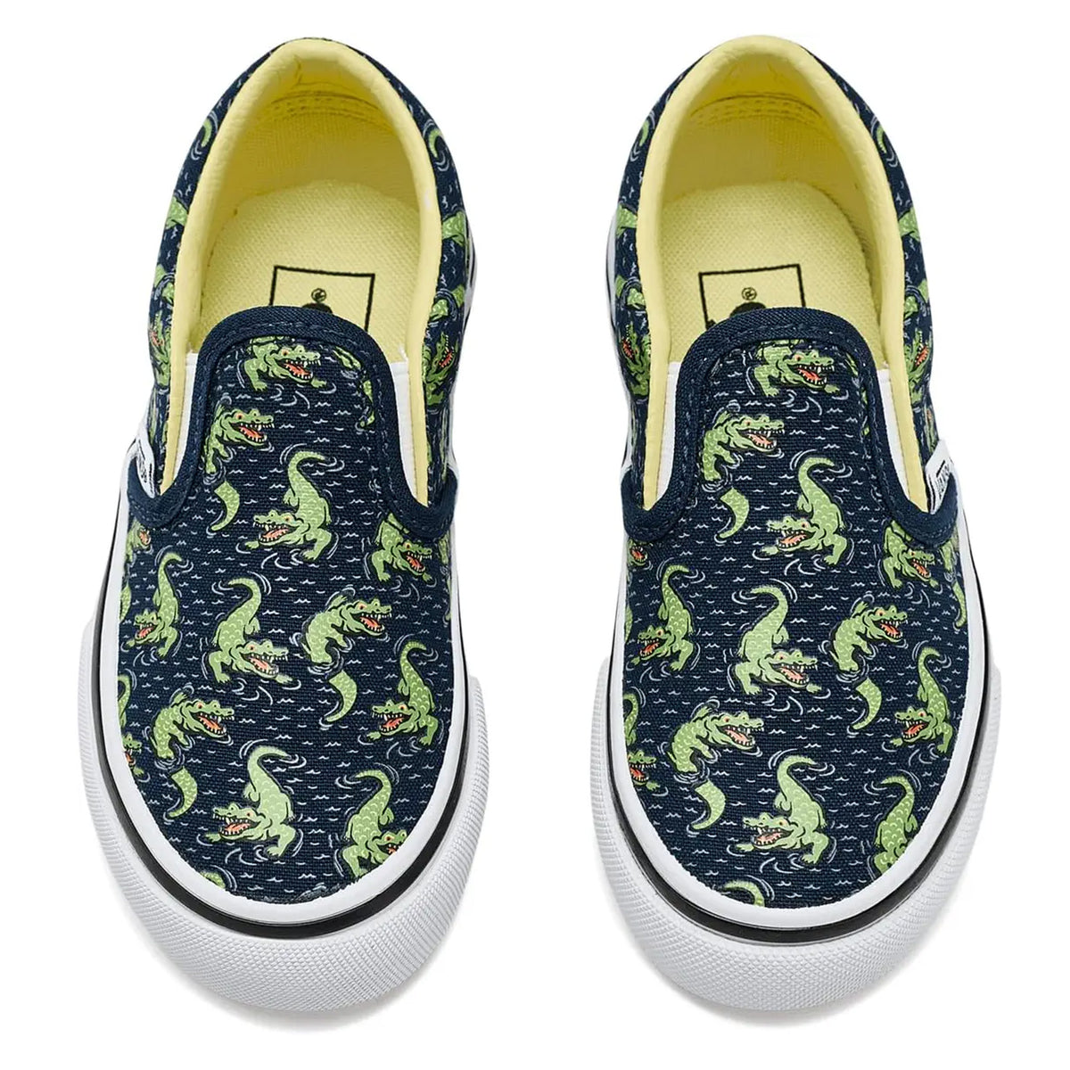 Vans Classic Slip-On Youth Kid's Shoes - Glow Croc Navy/Yellow