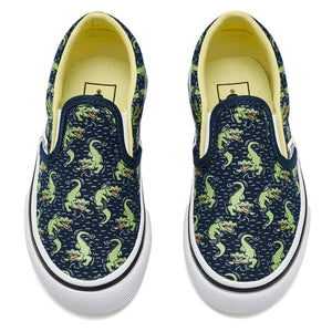 Vans Classic Slip-On Youth Kid's Shoes - Glow Croc Navy/Yellow