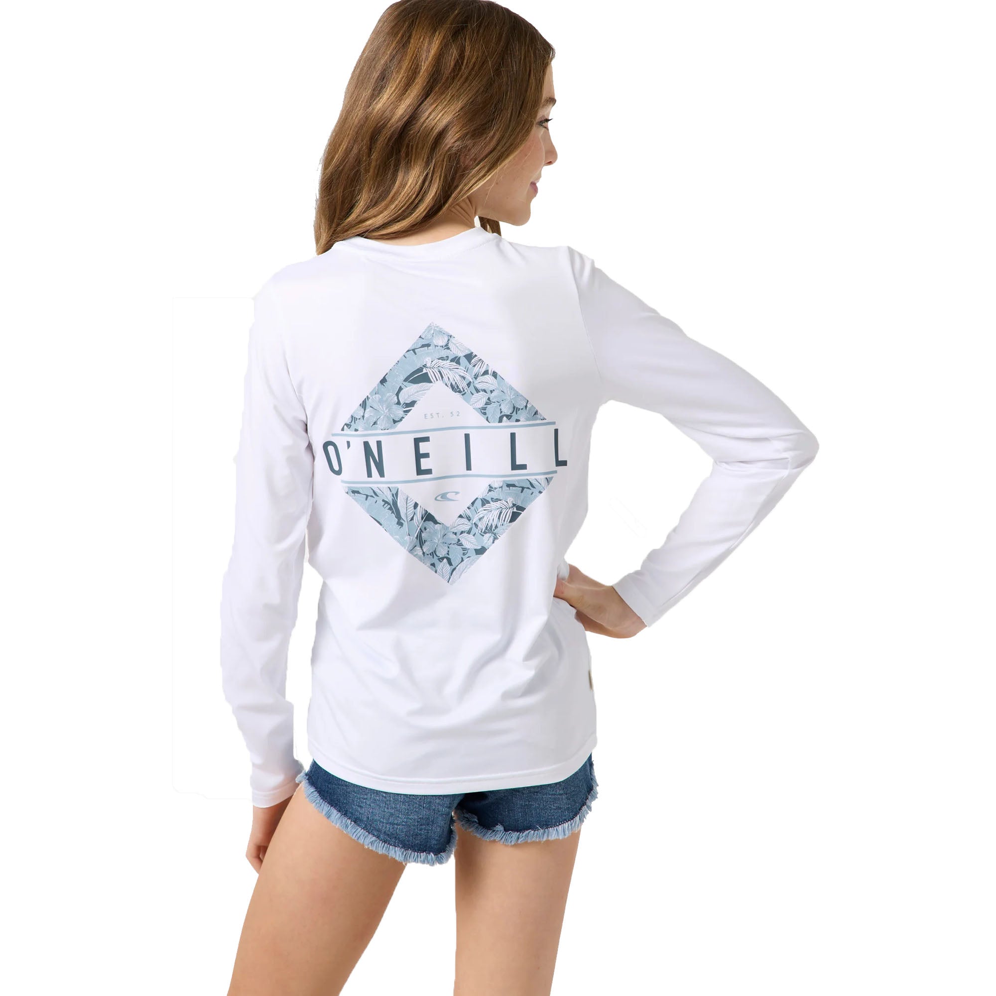 O'Neill Breezy UPF Youth Girls L/S Rash Guard - White