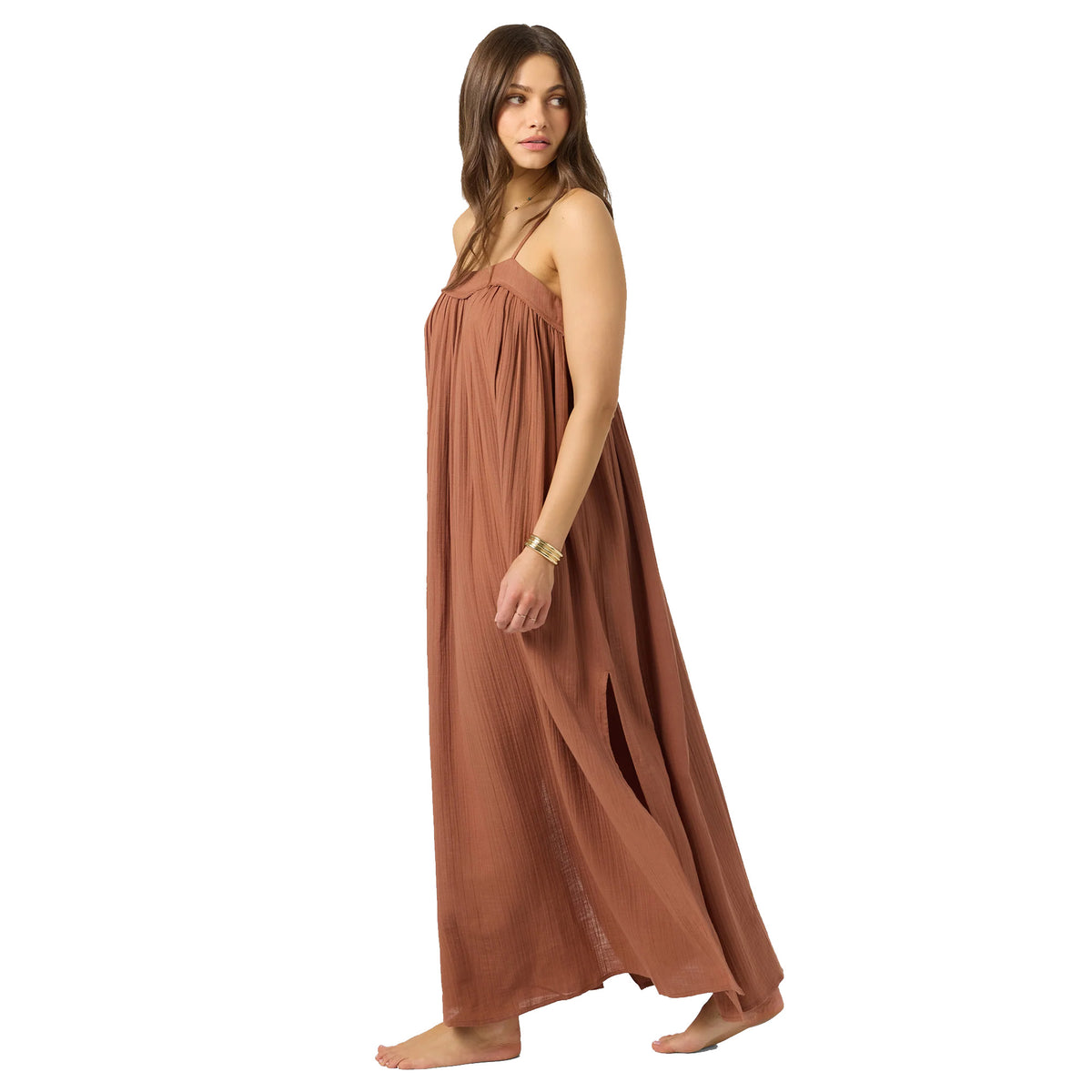 O'Neill Saltwater Solids Sai Maxi Cover-Up Women's Dress - Carob Brown