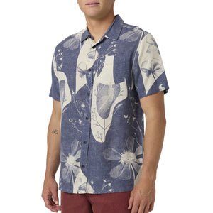 O'Neill O'riginals Print Standard Fit Men's S/S Dress Shirt - Nightshadow Blue