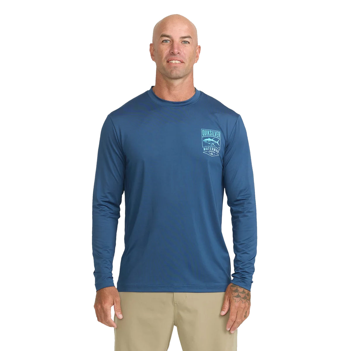 Quiksilver Waterman Gradient Tuna UPF 50 Loose-Fit Men's L/S Rashguard - Dark Denim