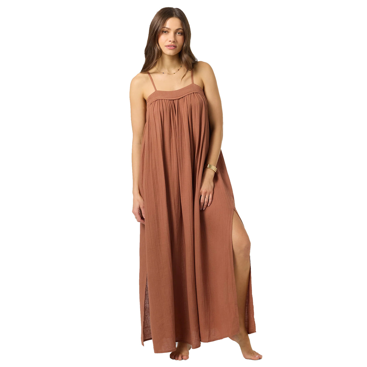 O'Neill Saltwater Solids Sai Maxi Cover-Up Women's Dress - Carob Brown