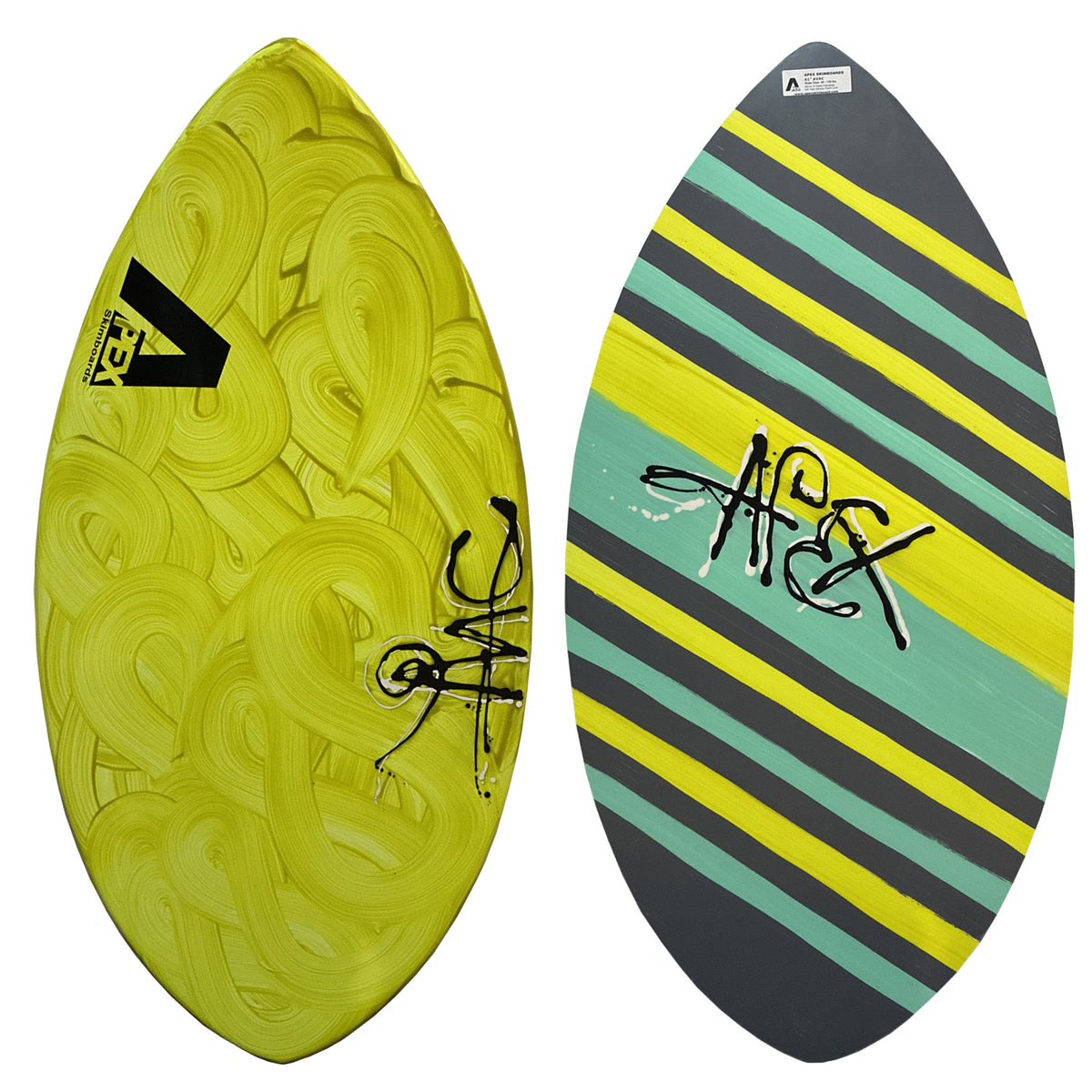 Apex AVAC 41" Skimboard - Neon Yellow Swirl/Stripes