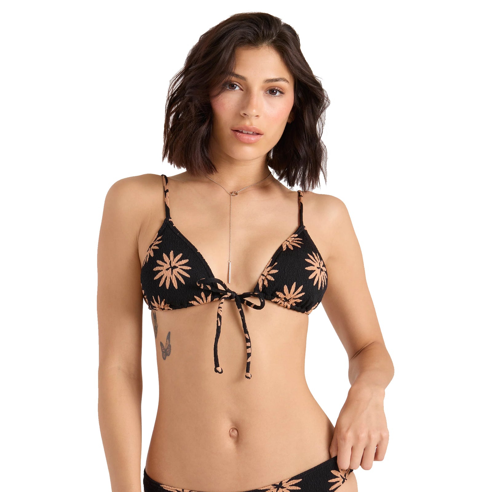 Volcom Bright & Sol Tie Front Women's Bikini Top - Black Bronze